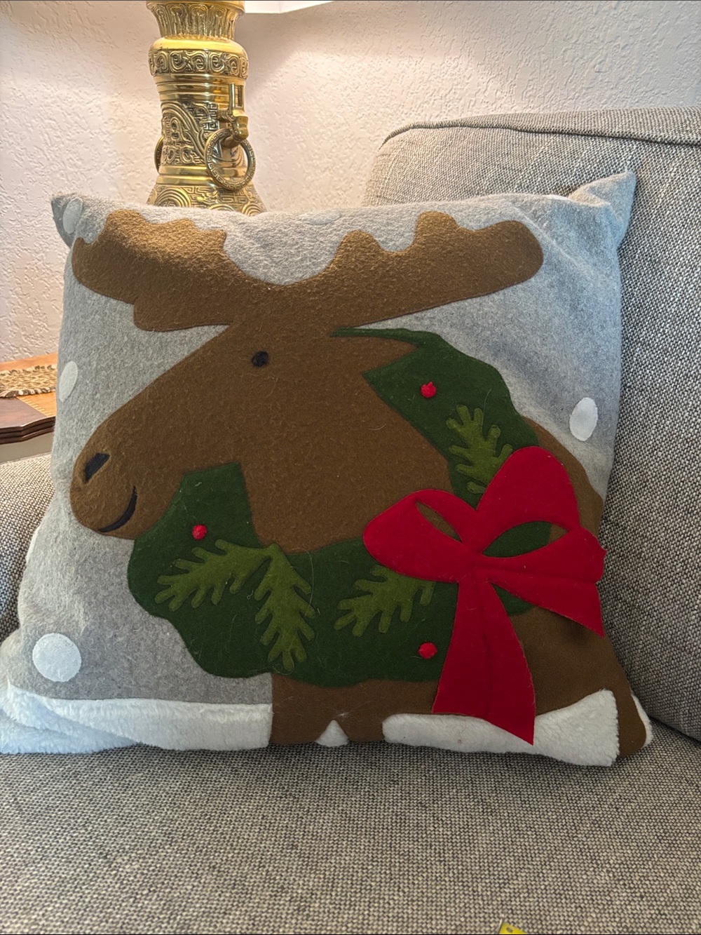 Crate & Barrel Holiday Moose Pillow